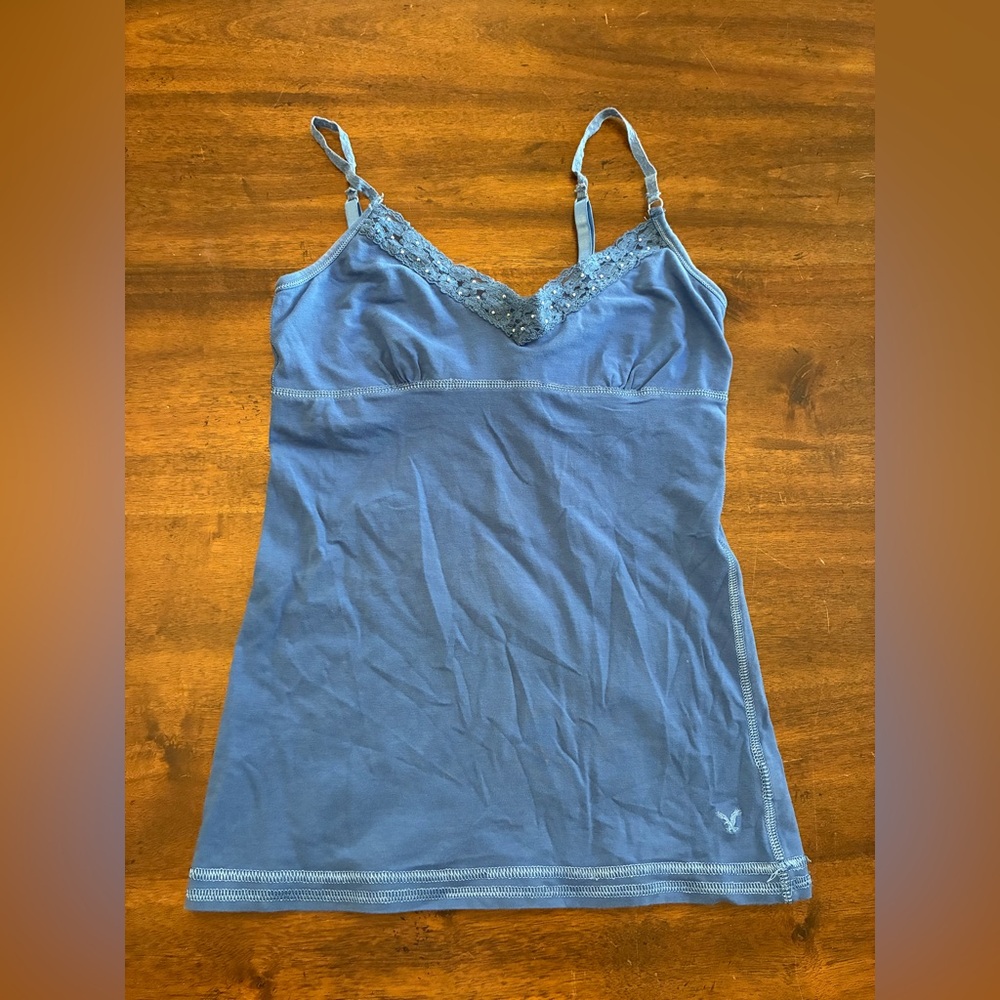 Vintage American Eagle Camisole Tank Top Women’s Small Blue Lace Spaghetti Strap